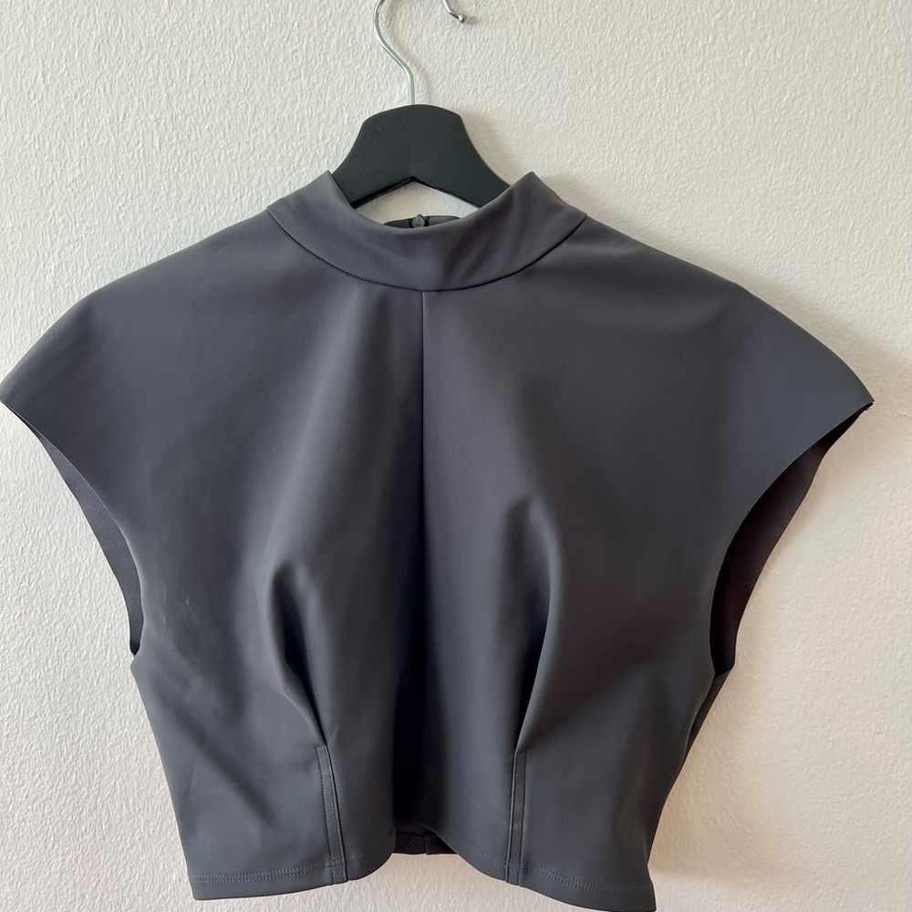 ZARA Cropped Gray Top